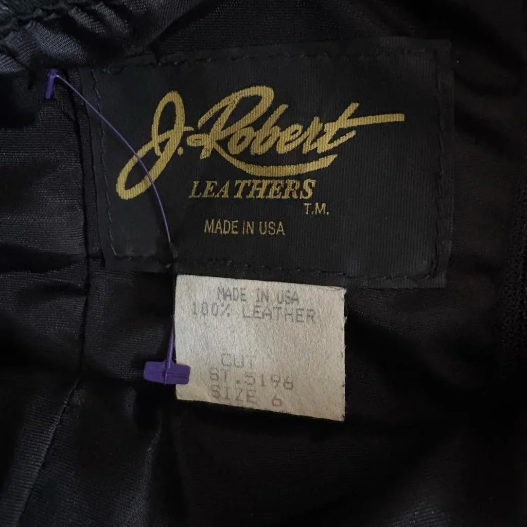 Vintage 80s J. Robert Leathers black leather bodycon mini dress gold detail 6 - Image 7