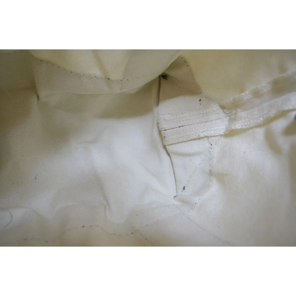 Cream Tan Brown Embroidered Canvas Sm/Med Tote Bag Purse Straps - Image 3