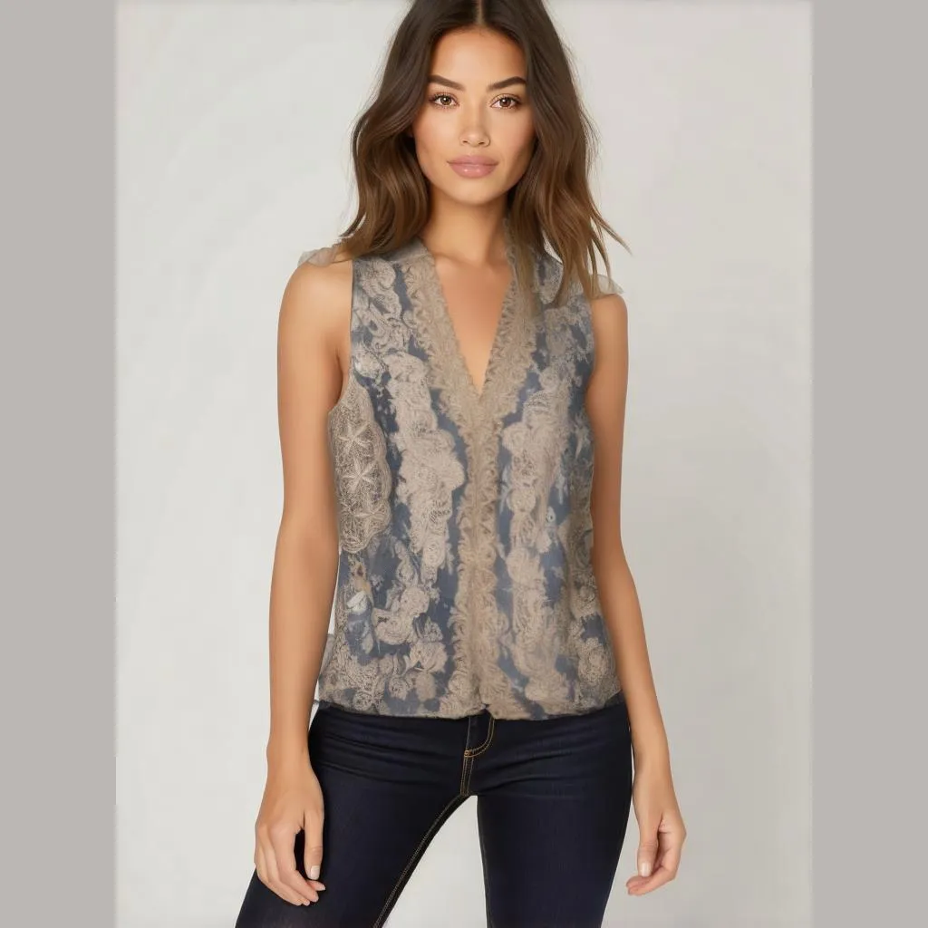 Vintage Lace Embroidered Vest Custom Made Boho Size XL - Image 2