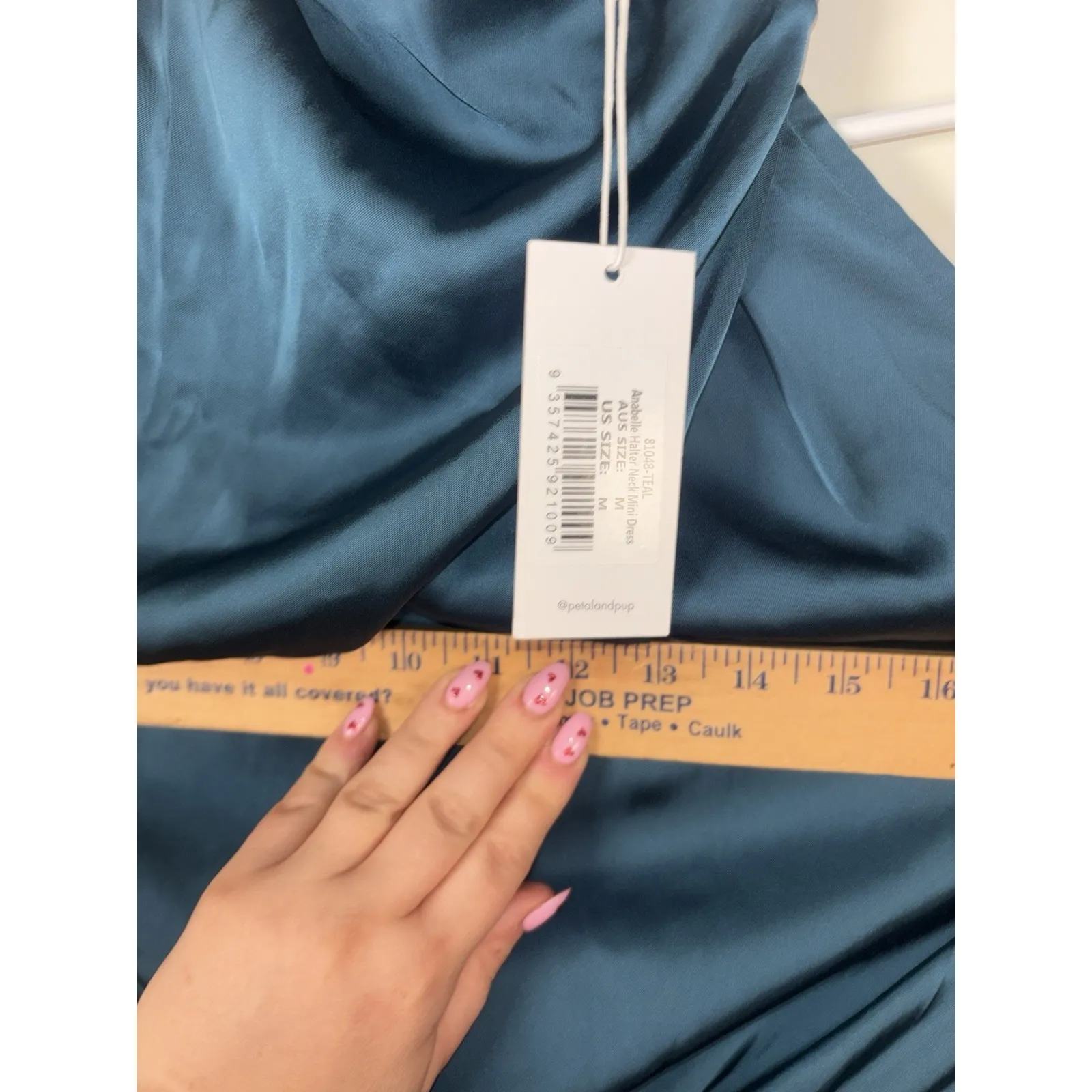 Petal & Pup Anabelle Teal Halter Neck Satin Sleeveless Mini Dress Size M NWT Blue Size M - Image 5