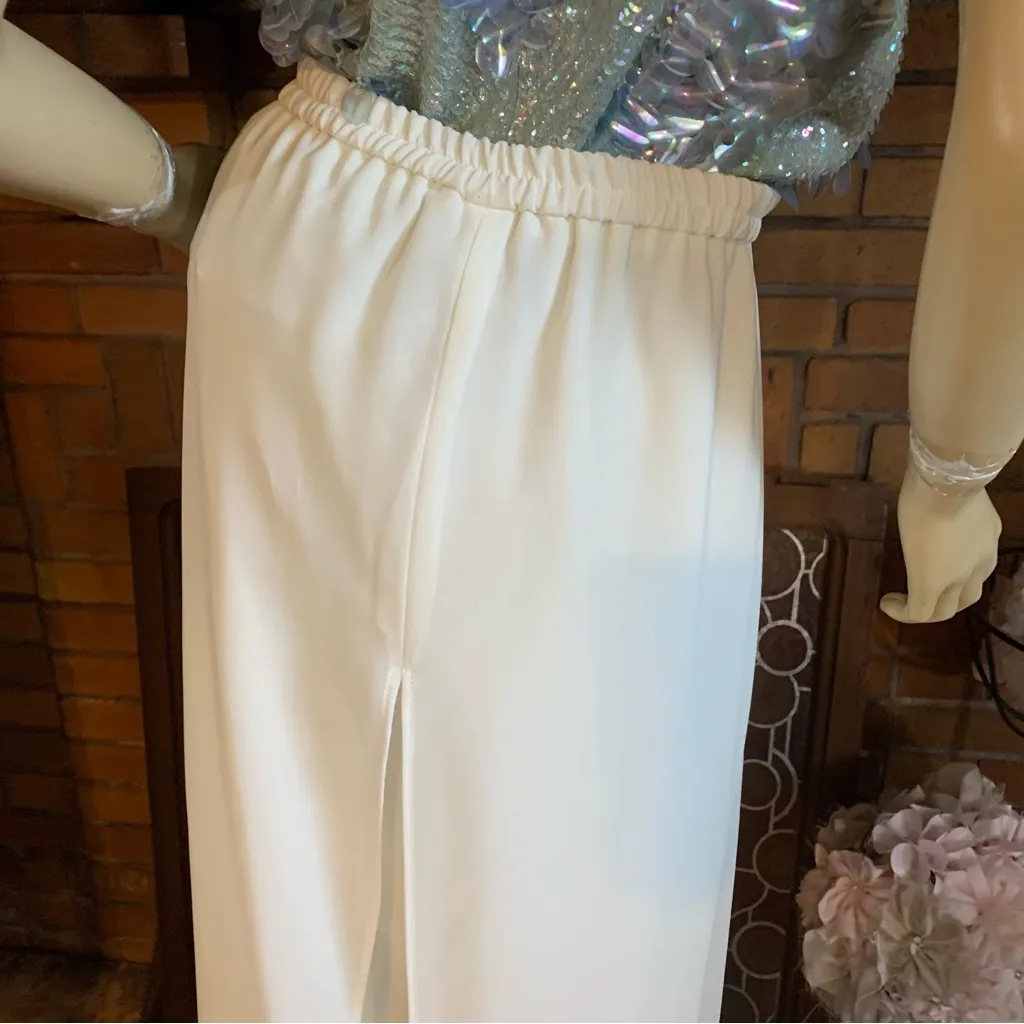 J.R. NITES A VINTAGE CREAM SPLIT LEG CHIFFON EVENING WEAR TROUSERS NWT (20W) - Image 10