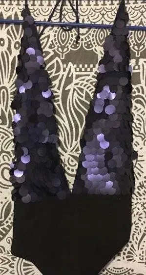 Amazing Lace Navy/ Purplish Sequence Bodysuit - Image 2