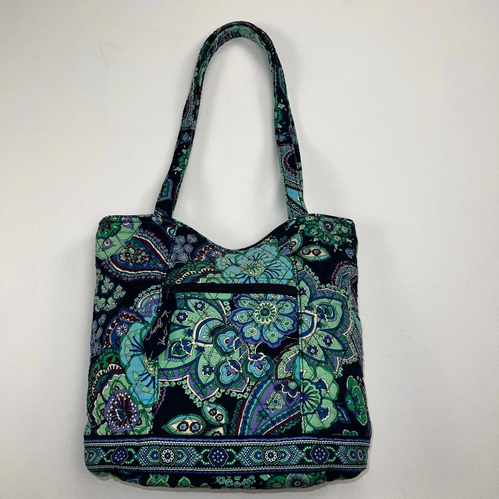 Vera Bradley Rare Rhapsody Paisley Quilted Shoulder Bag Purse Green Blue Purple - Image 12