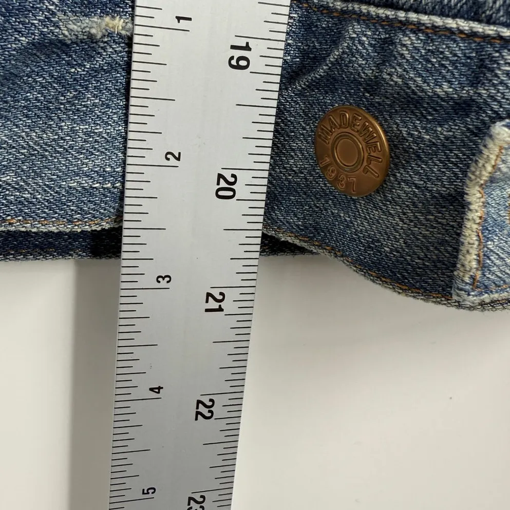 Madewell The‎ Jean Jacket Womens in Ellery Blue Wash Distressed Pockets Size S - Image 11