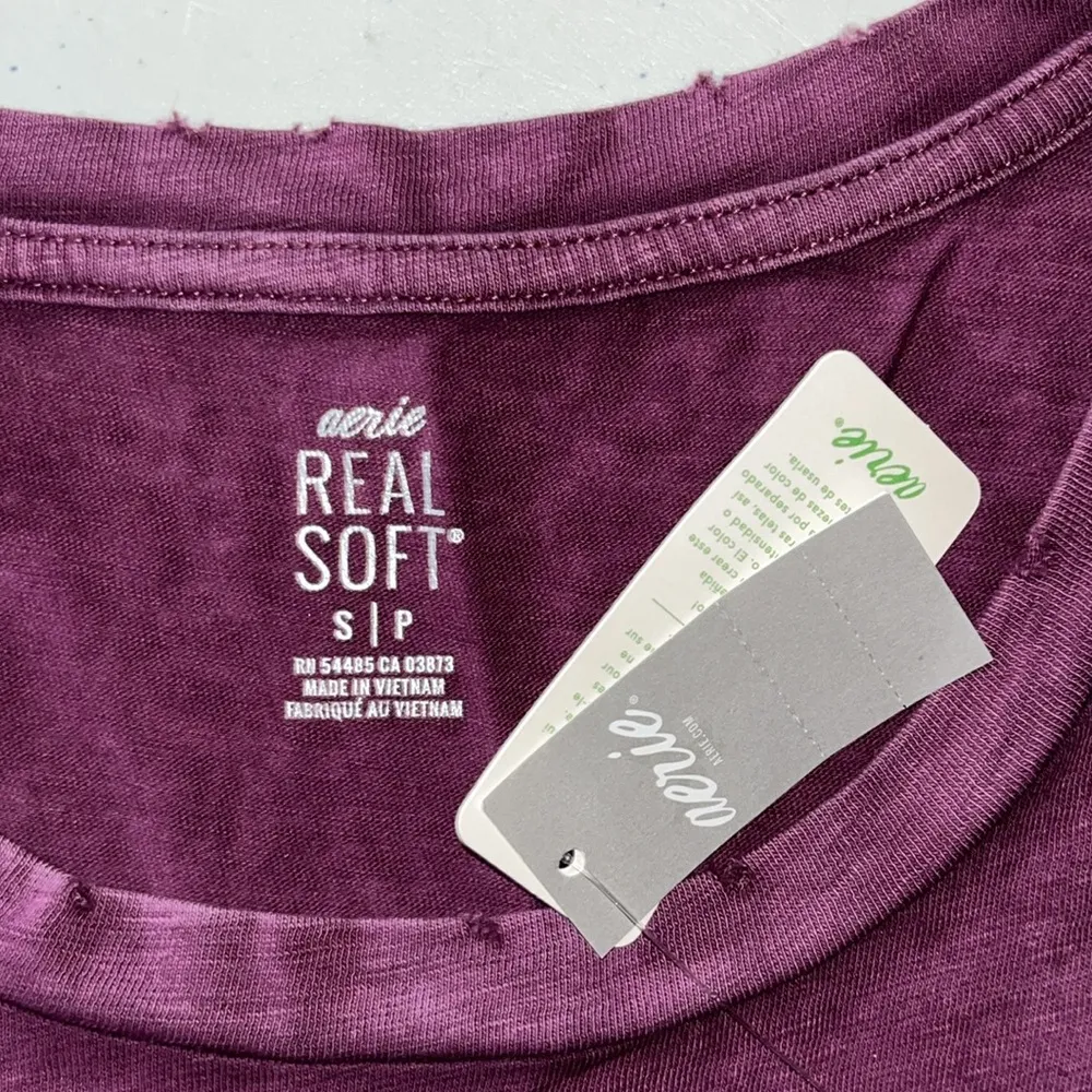 Aerie NWT Size S Purple - Spicy Pink Foil Print Tie Hemline Real Soft Tank Top - Image 3