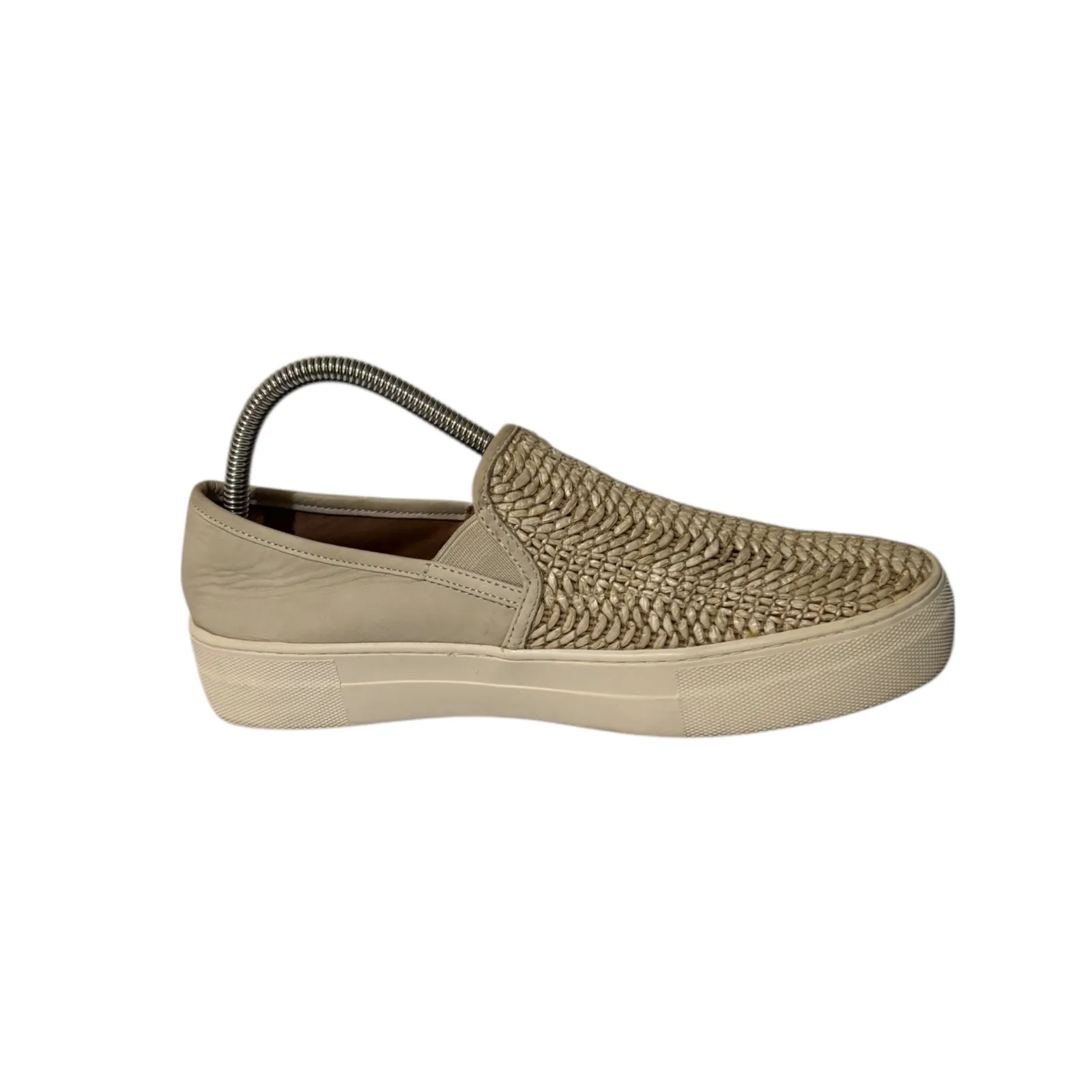 Steve Madden Steven Gaige Woven Cream Leather Platform Slip-on Sneakers Shoe 8.5 - Image 4