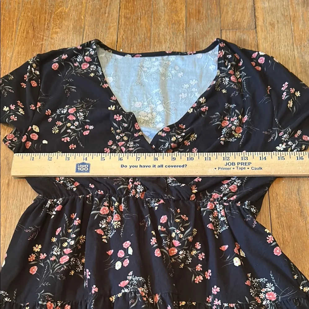 Juniors Surplice‎ Babydoll Dress w Short Sleeves tiered mini pullover size 3 - Image 7