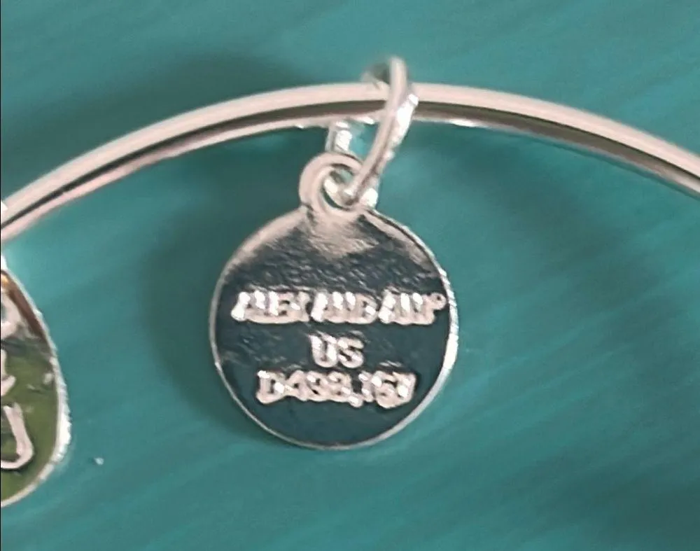 Alex and Ani Silver Red Rose Silver Tone Charm Bangle Bracelet - Image 3