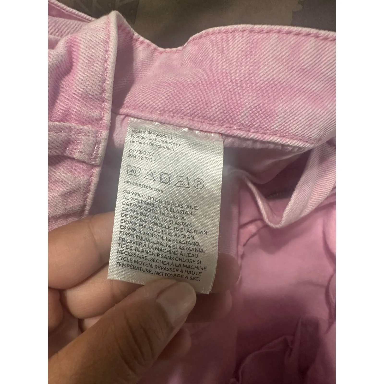 H&M Pink Denim Mini Skirt – Frayed Hem, Size 14 - Image 8