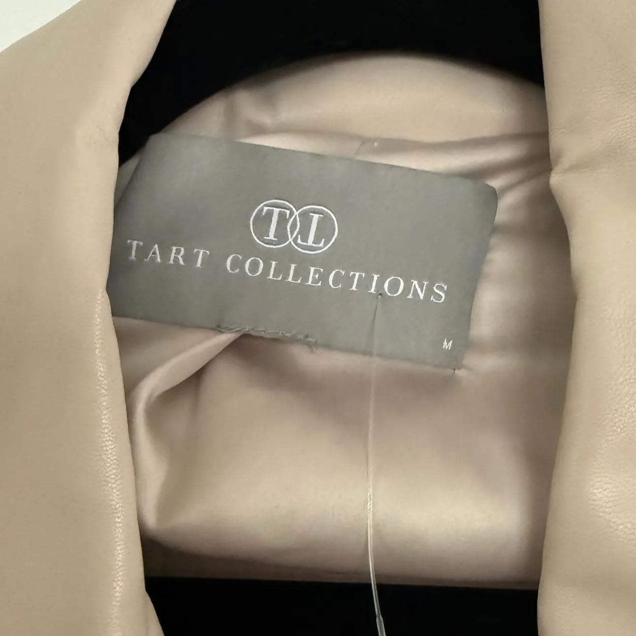 Tart Collections Women's Moto Jacket M Taupe Faux Leather Asymmetrical Zip Vegan Tan Size M - Image 5