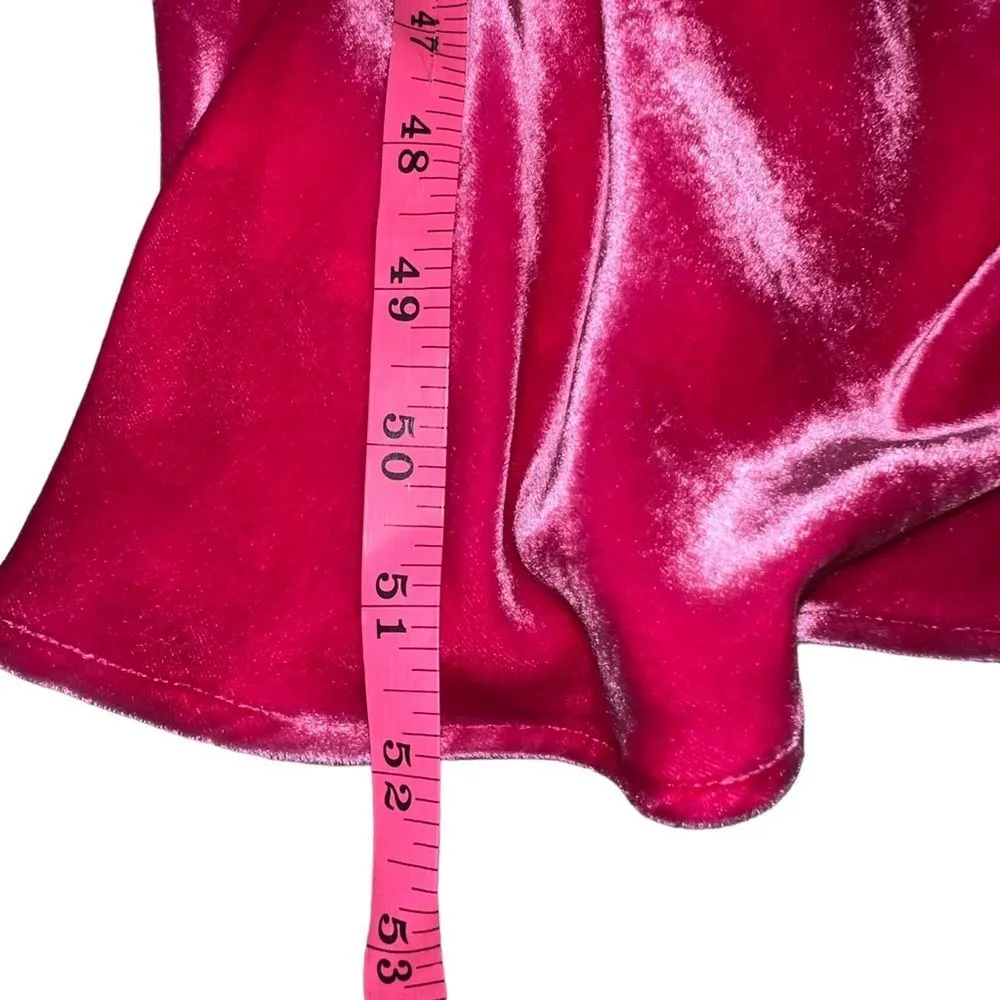 LE SUPERBE Pink Velvet Slipping Out V Neck Bias Cut Maxi Dress Size 2 - Image 14