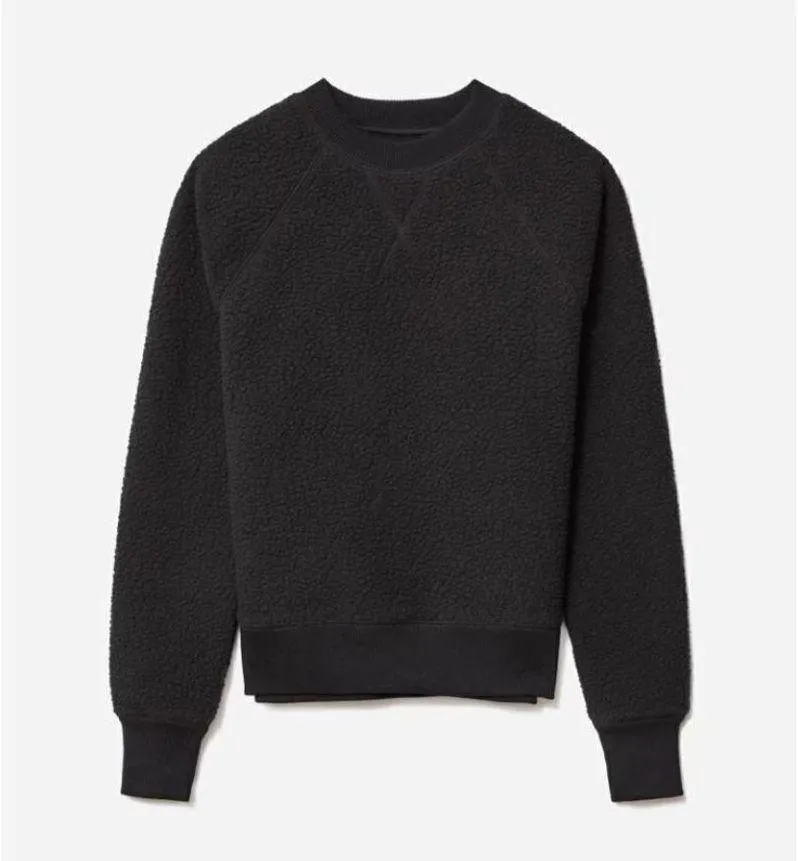Everlane The ReNew Fleece Raglan Sweatshirt in Black Small New Womens Teddy - Image 11