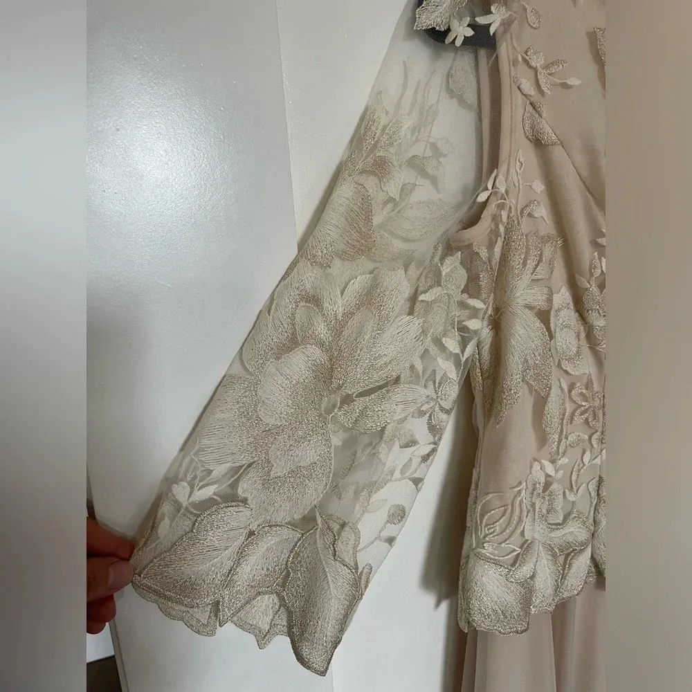 Alex Evenings Round Neck 3/4 Sleeve Floral Embroidered Stretch Mesh Dress Sz 10P - Image 6