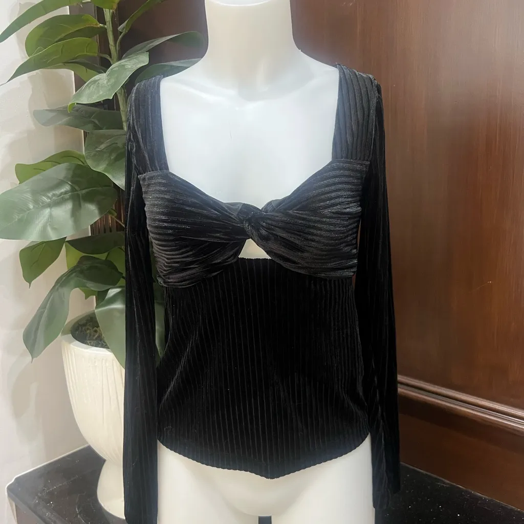 Wildfox Black Velvet belle sleeves Long Sleeve grunge fairy core - Image 6