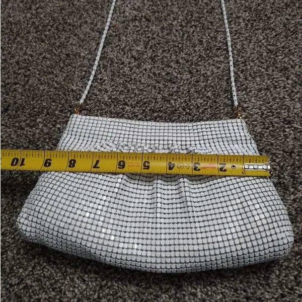 New Vintage White Metal Mesh Shoulder Crossbody Bag Purse - Image 9