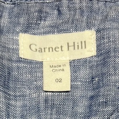 Garnet Hill Linen Tank Top Size 2 Chambray Blue Sleeveless Coastal Beach EUC - Image 4