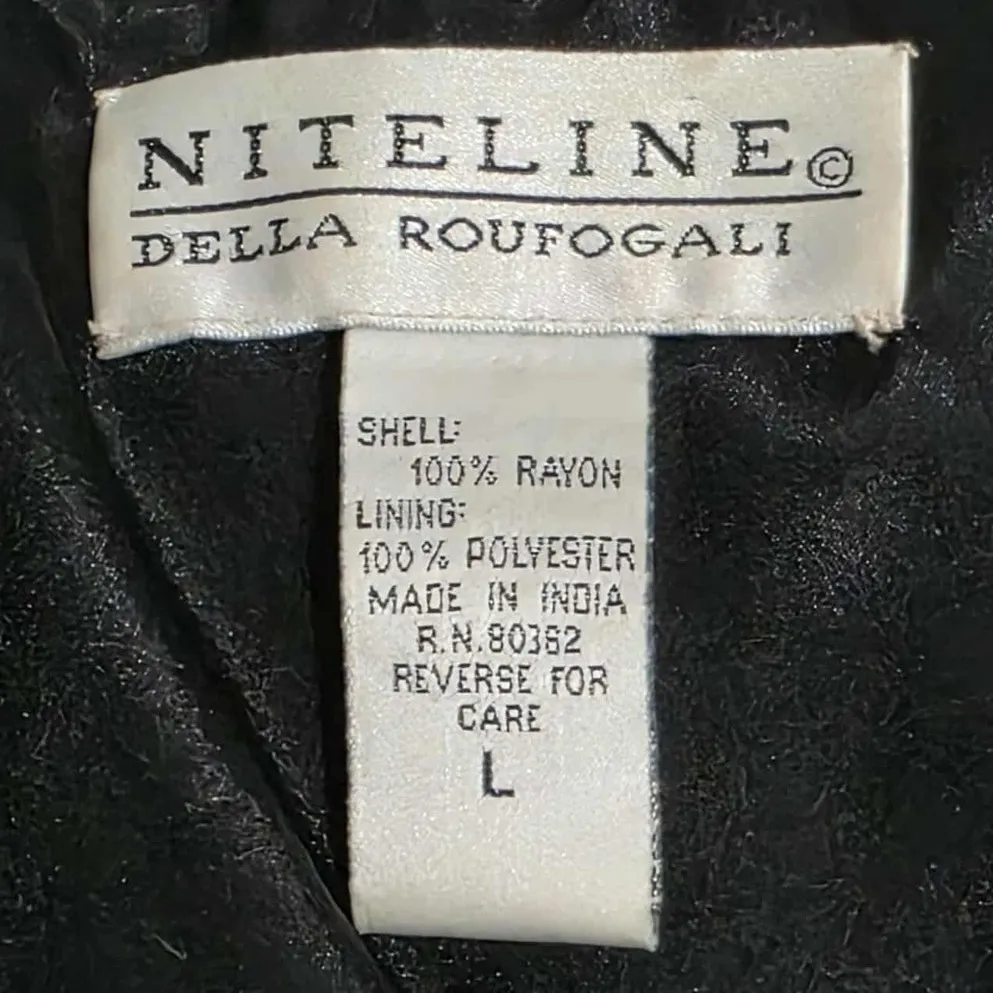 Niteline Della Roufogali Vintage Designer Beaded Bolero Blazer Jacket Black LRG Size L - Image 4