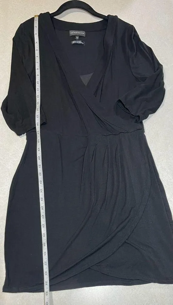 Shape FX Women's Black 3/4 Sleeves Wrapped Dress Size 12 - Image 7