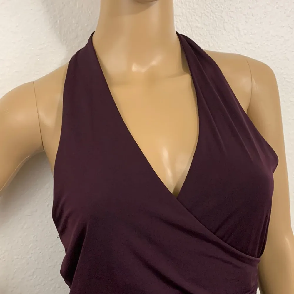 Charlotte Russe Plum Purple Fitted Asymmetrical Halter Mini Dress Size M - Image 3