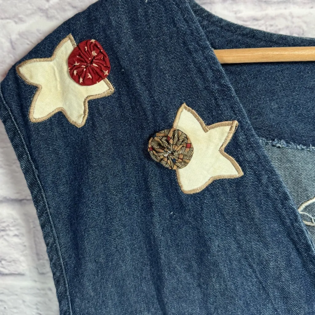 Vintage Denim made in the USA Fourth of July Embroidered Vest size medium‎ Blue - Image 3