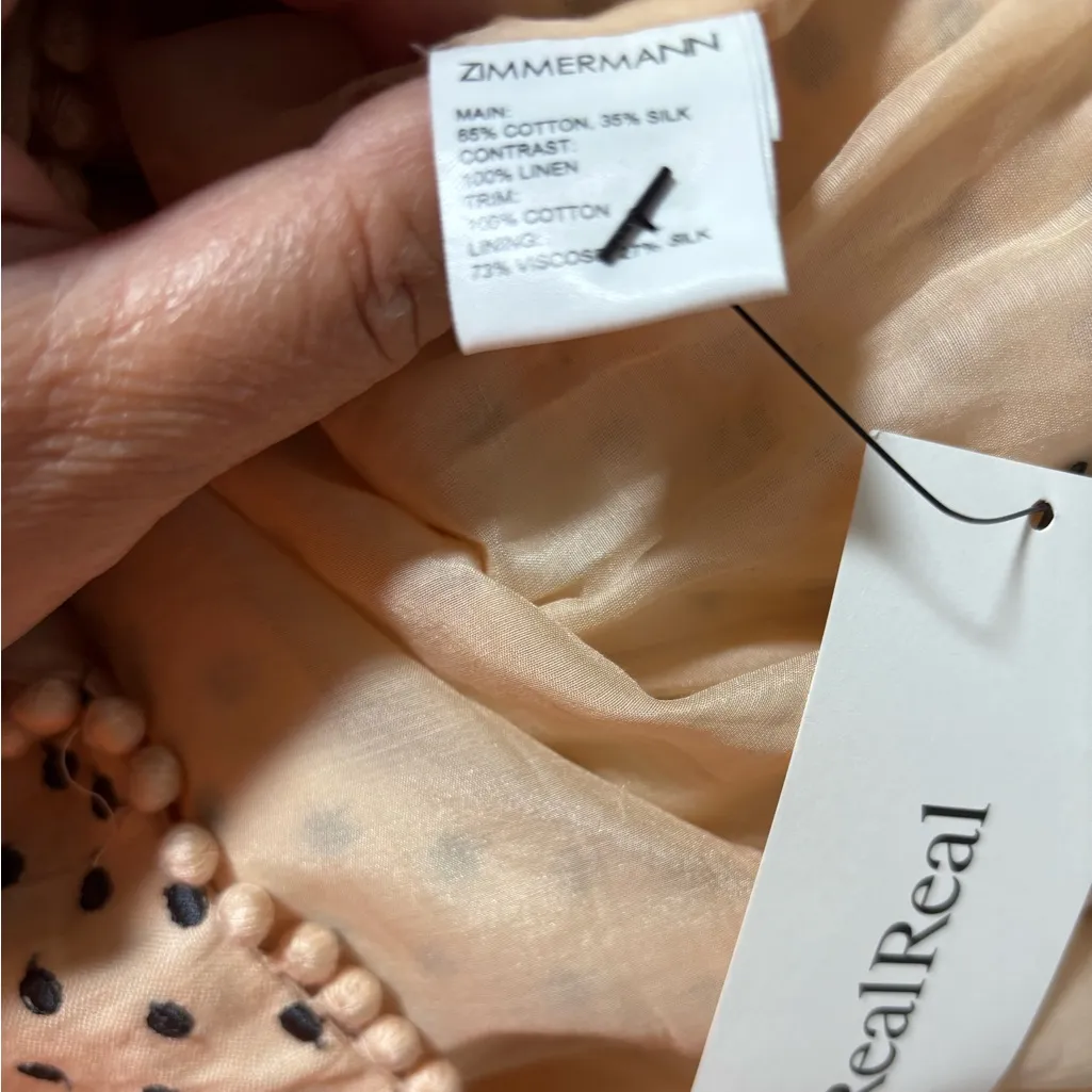 Zimmermann Peach Polka Dot Off-Shoulder Dress - Image 8