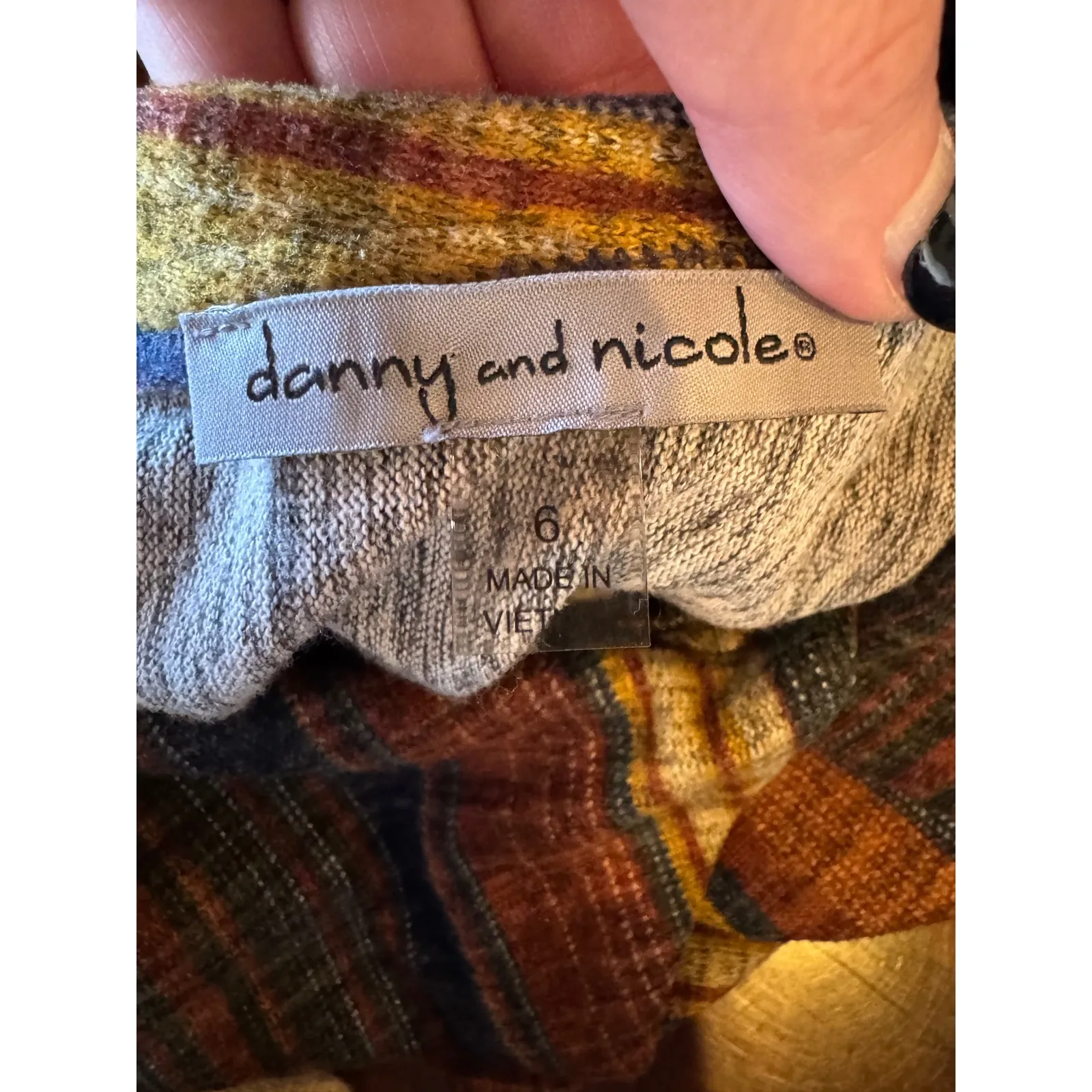 Danny‎ and Nicole Dress Women 6 Brown Striped Asymmetrical Hem Midi Boho Preppy - Image 8