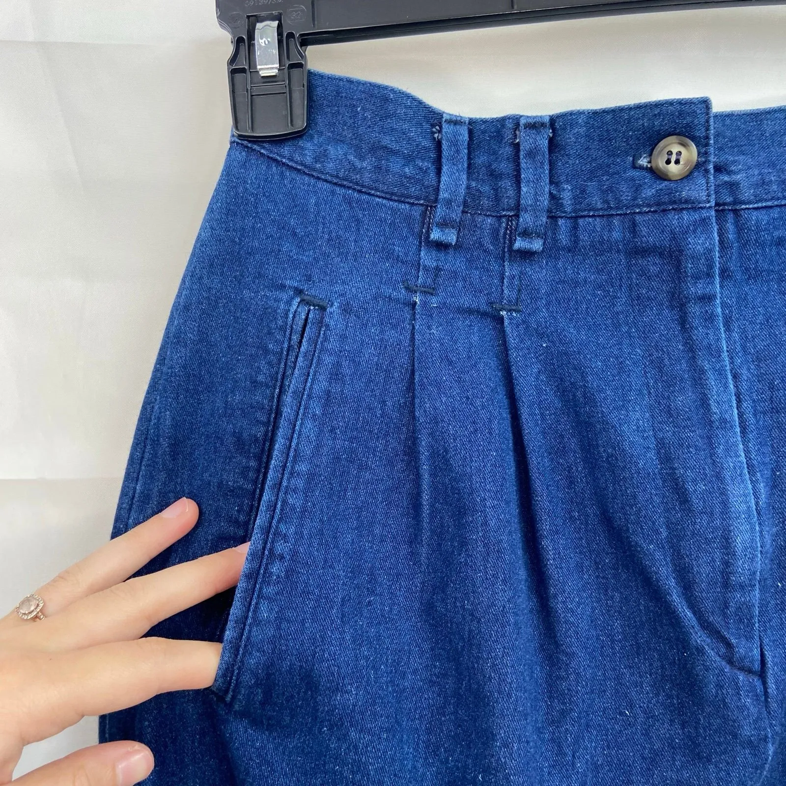 Vintage Talbots women's dark wash blue denim pleated‎ ankle skirt cottagecore 8 - Image 2