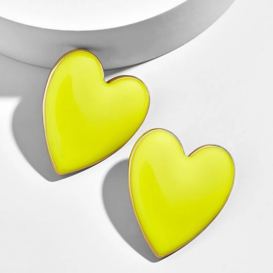 Big Heart Enamel Earring Stud - Image 2