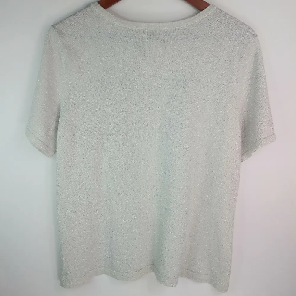 Jaclyn Smith XL Silver White Knit Top Plus - Image 2