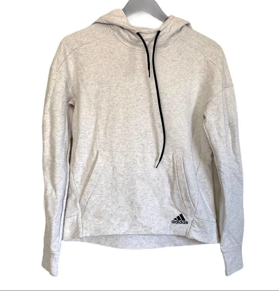 𝅺ADIDAS Melange Pullover Hoodie Oatmeal Small - Image 3