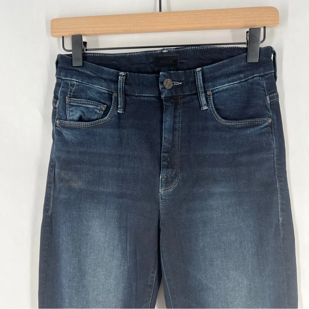 MOTHER High Waisted Looker Ankle Fray In Last Call Dark Wash Denim Jeans Size 25 Blue - Image 2