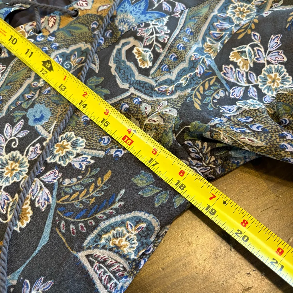 Free People Flowy Paisley Tunic Mini Dress Lace Up Wide Sleeves Small Floral - Image 10