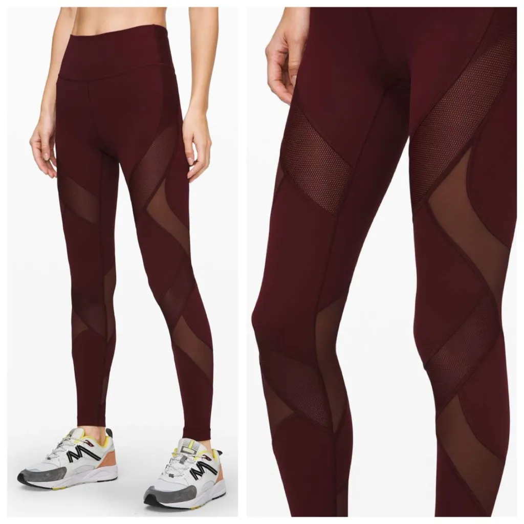 Lululemon Wunder Under High-Rise Tight 28" Mesh Leggings, Garnet (Red) sz. 6 - Image 15
