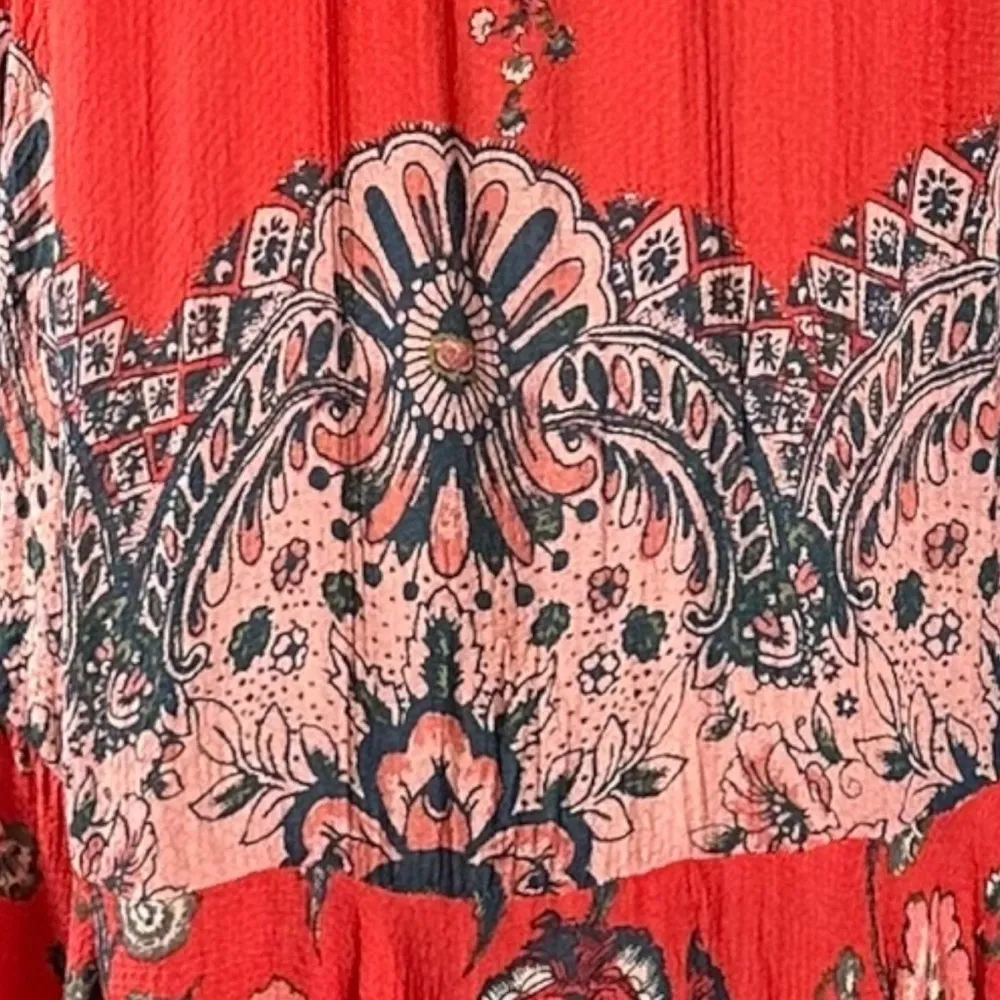 Free People Slip Dress Vintage Red XS Bohemian Festival Hippie Fall Gypsy Retro - Image 11