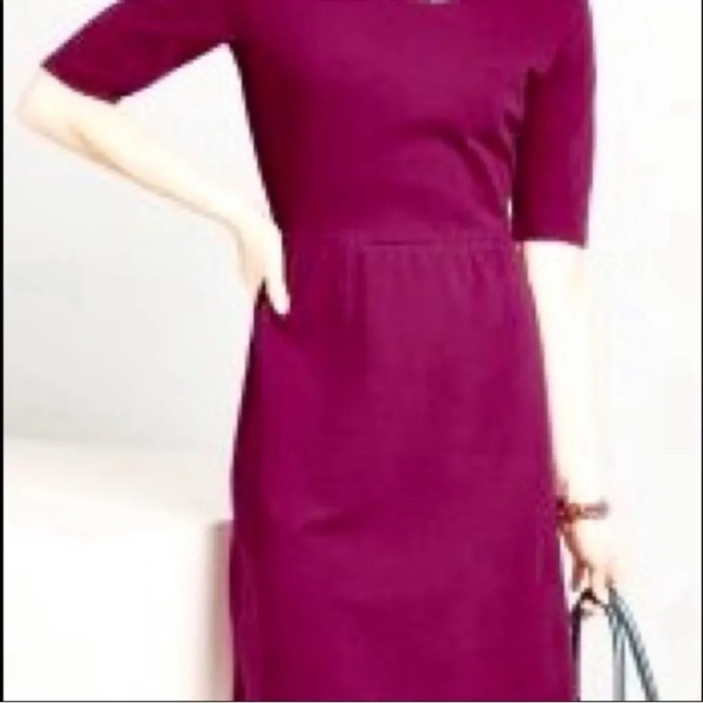 Garnet Hill magenta scoop neck ponte knit dress Size 12 - Image 5