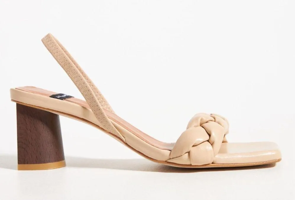 Anthropologie Angel Alarcon Puffy Braid Heeled Slingback Sandals in Beige 6.5 - Image 2