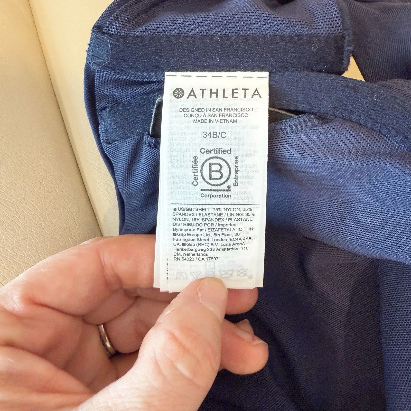 Athleta Womens Maldives Bra Cup Bikini Top Size 34B/C Navy Sports Athletic NWT - Image 4