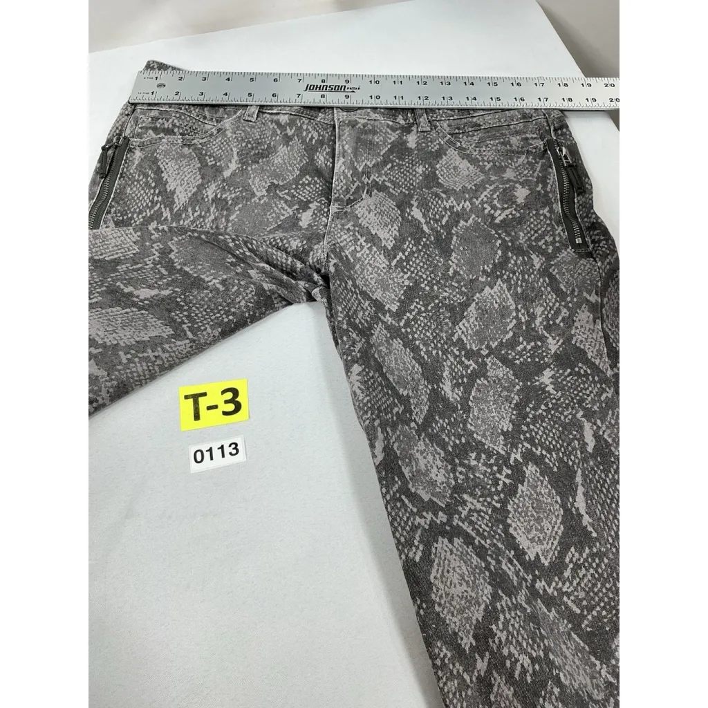 Womans Excellent Democracy Snake Print Skinny Jeans 12 Gray Stretch 113/T-3 - Image 6