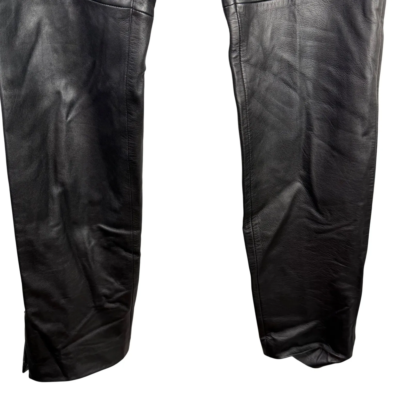 Dana Buchman Genuine Leather Pants Black Side & Ankles Zipper 4 Straight Leg - Image 3