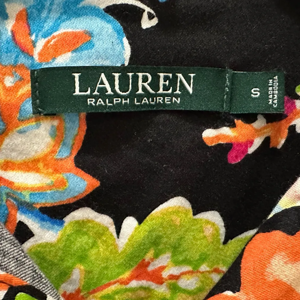 LAUREN RALPH LAUREN floral Monogram RLL Pocket nightgown sleep shirt size Small - Image 4