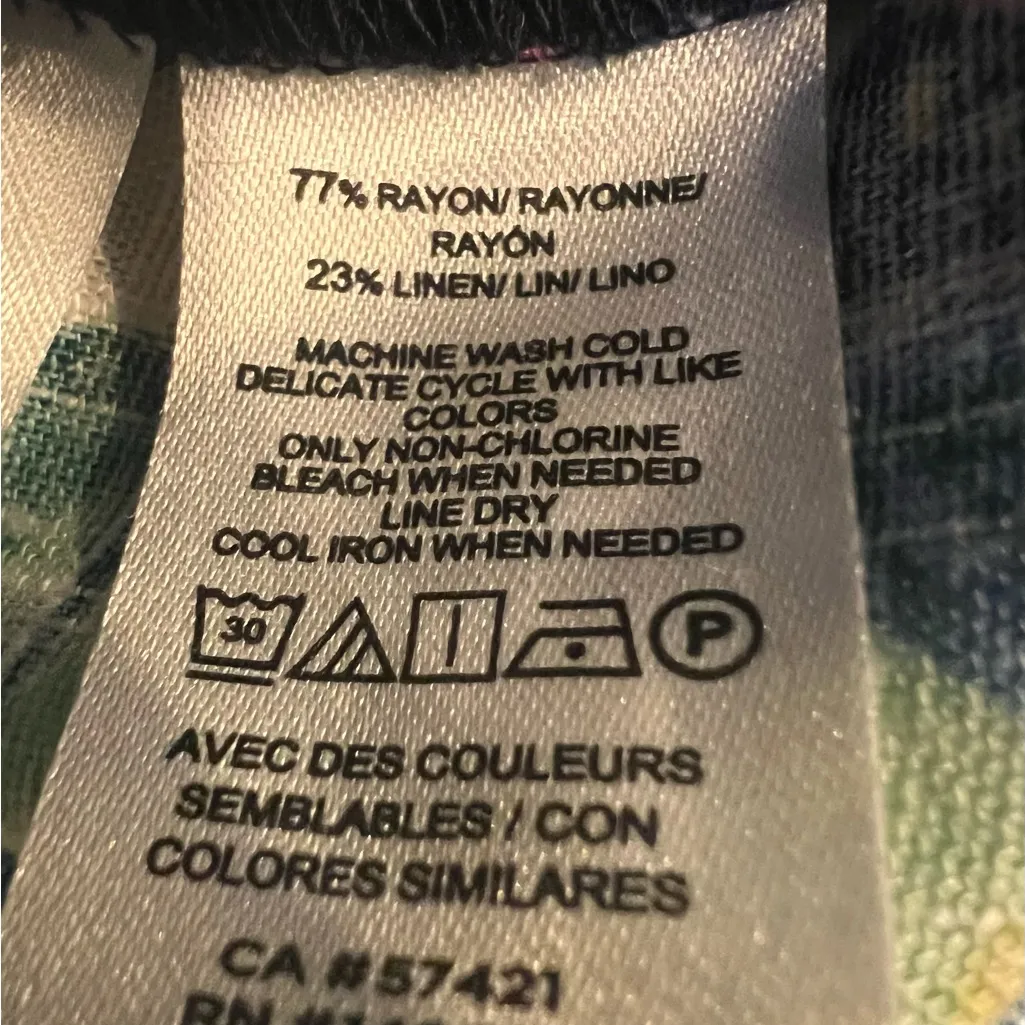 New Loft Tropical Palm Print Wide Leg Crop Linen Blend Pants Size Small - Image 6