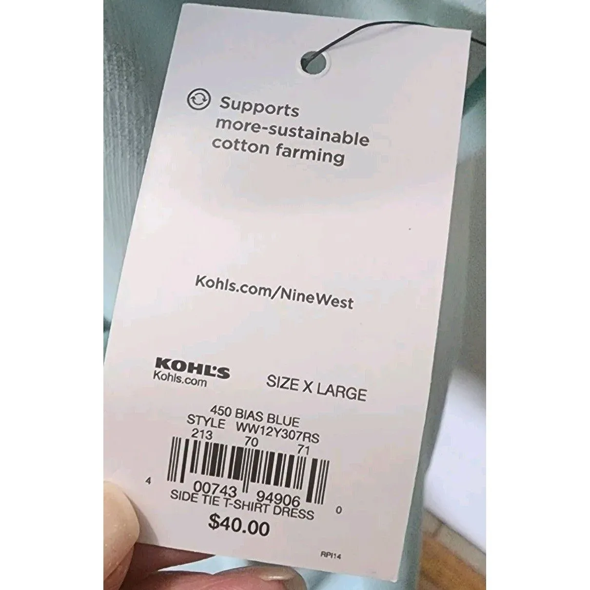 Nine West Womens Size X Large Side Tie Tee Shirt Dress‎ Light Blue - Image 3