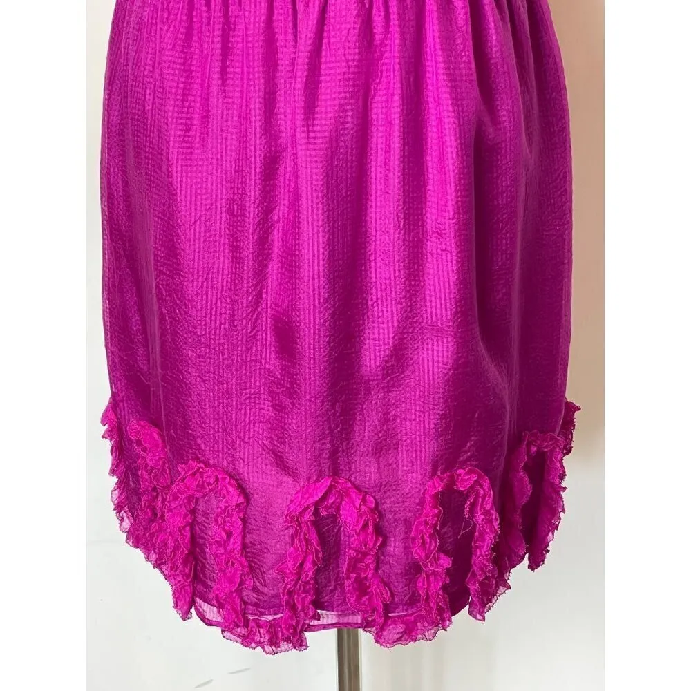 Charlie Jade Anthropologie Pink Silk One Shoulder Ruffle Hem Mini Dress S‎ - Image 7