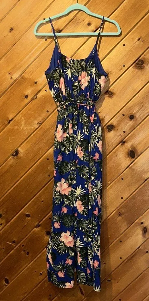 Blue flower maxi dress with built in shorts romper - Image 7