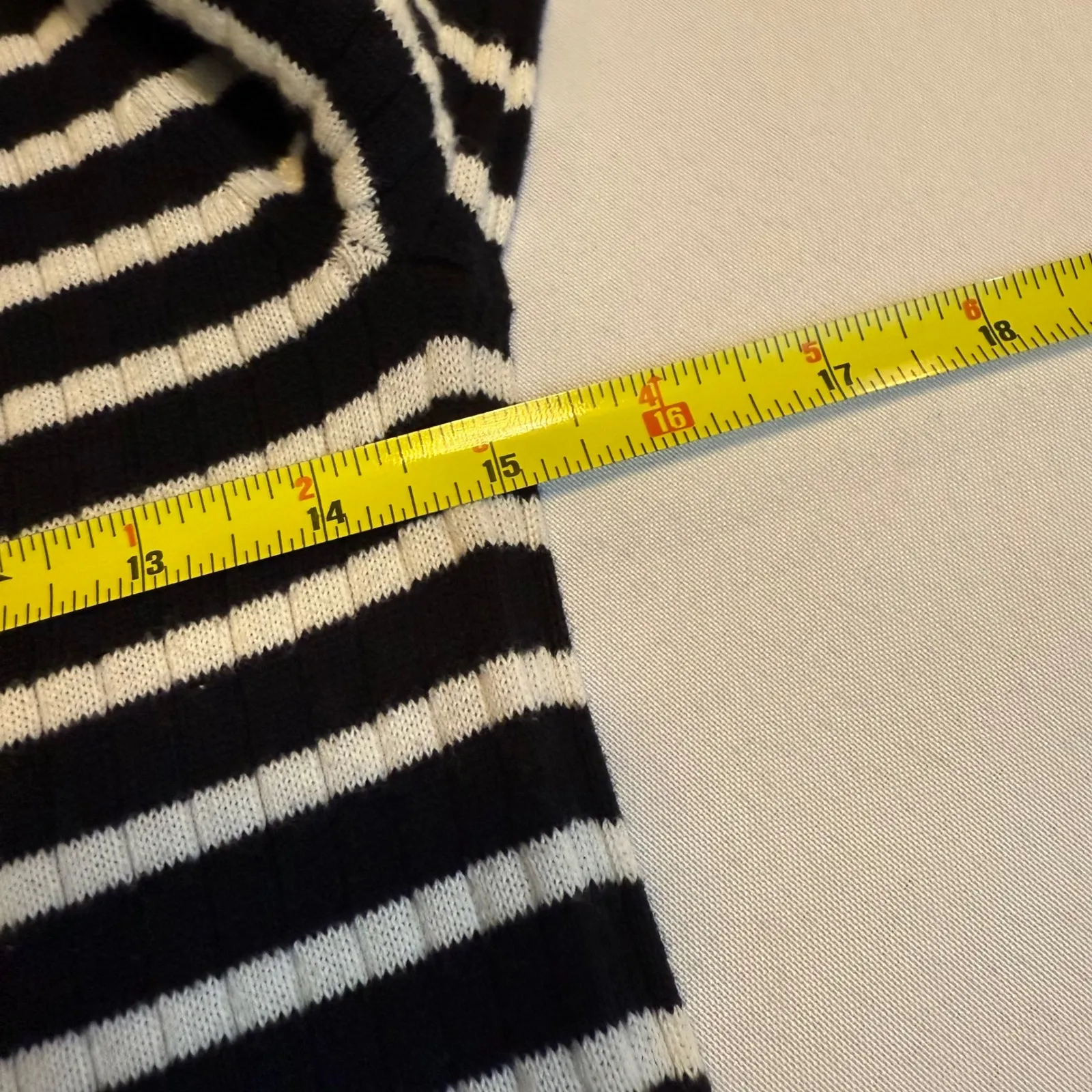 Talbots Petites Black and White Striped Ribbed Turtleneck Stretchy Fitted MP #‎ - Image 7