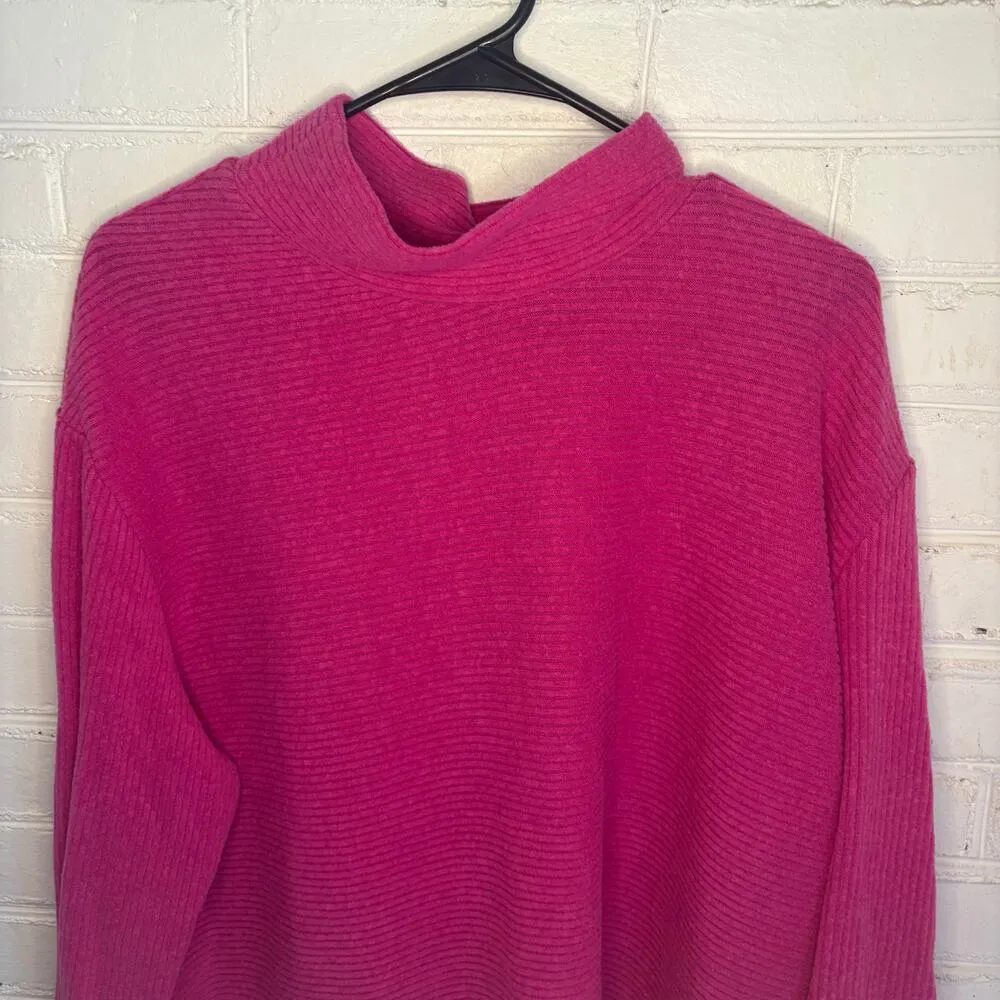 Lane Bryant Hot Pink Ribbed Turtleneck Sweater 14/16 Tunic Coquette Feminine - Image 2