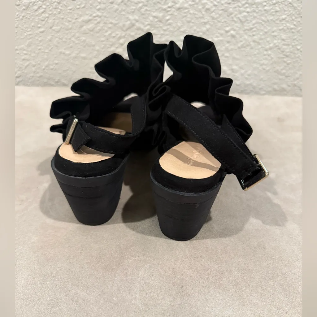 Lindsay Phillips Black Mules with Ruffle Detail Size 7.5 - Image 3