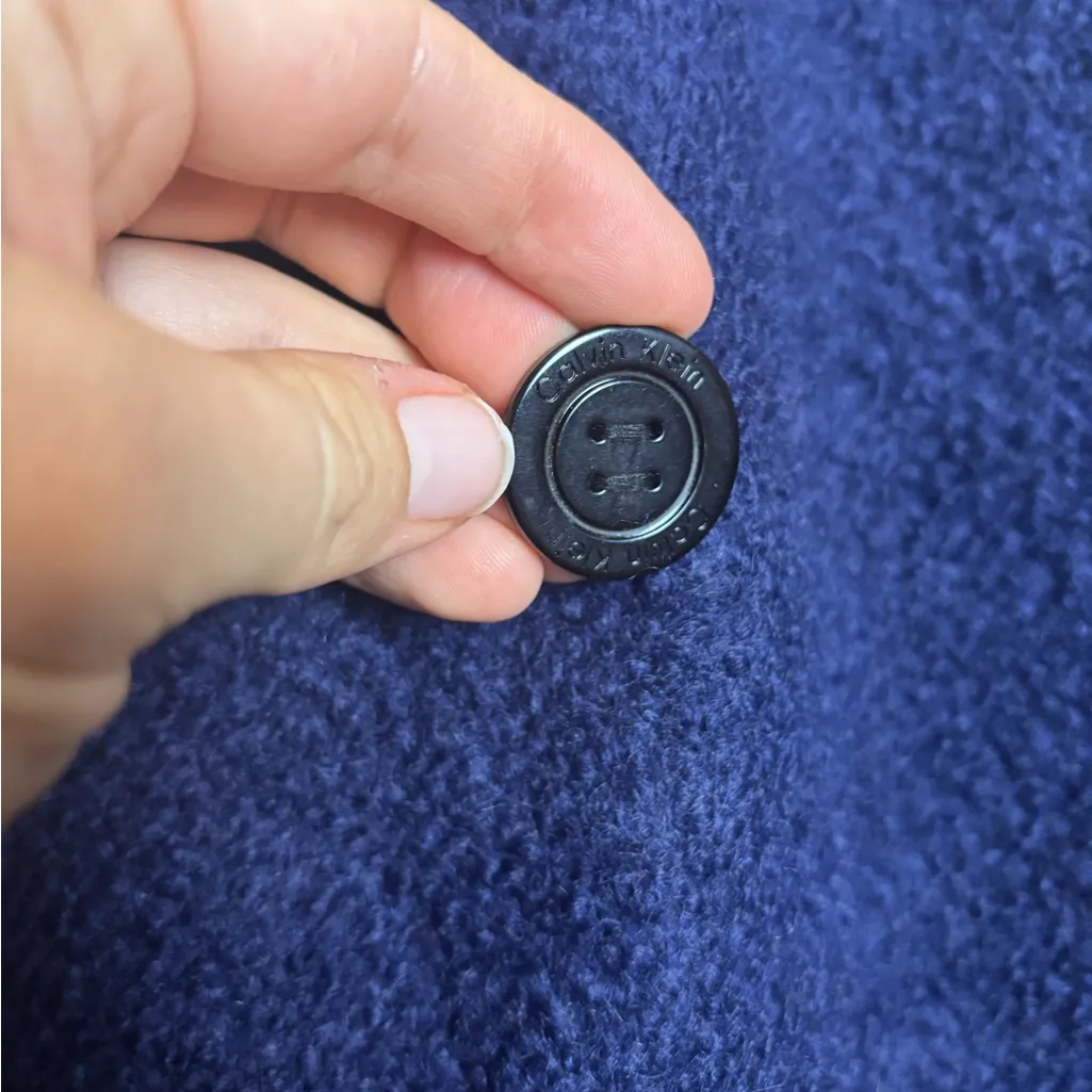 Calvin Klein Navy Blue Double Breasted Wool Blend Winter Peacoat - Image 7