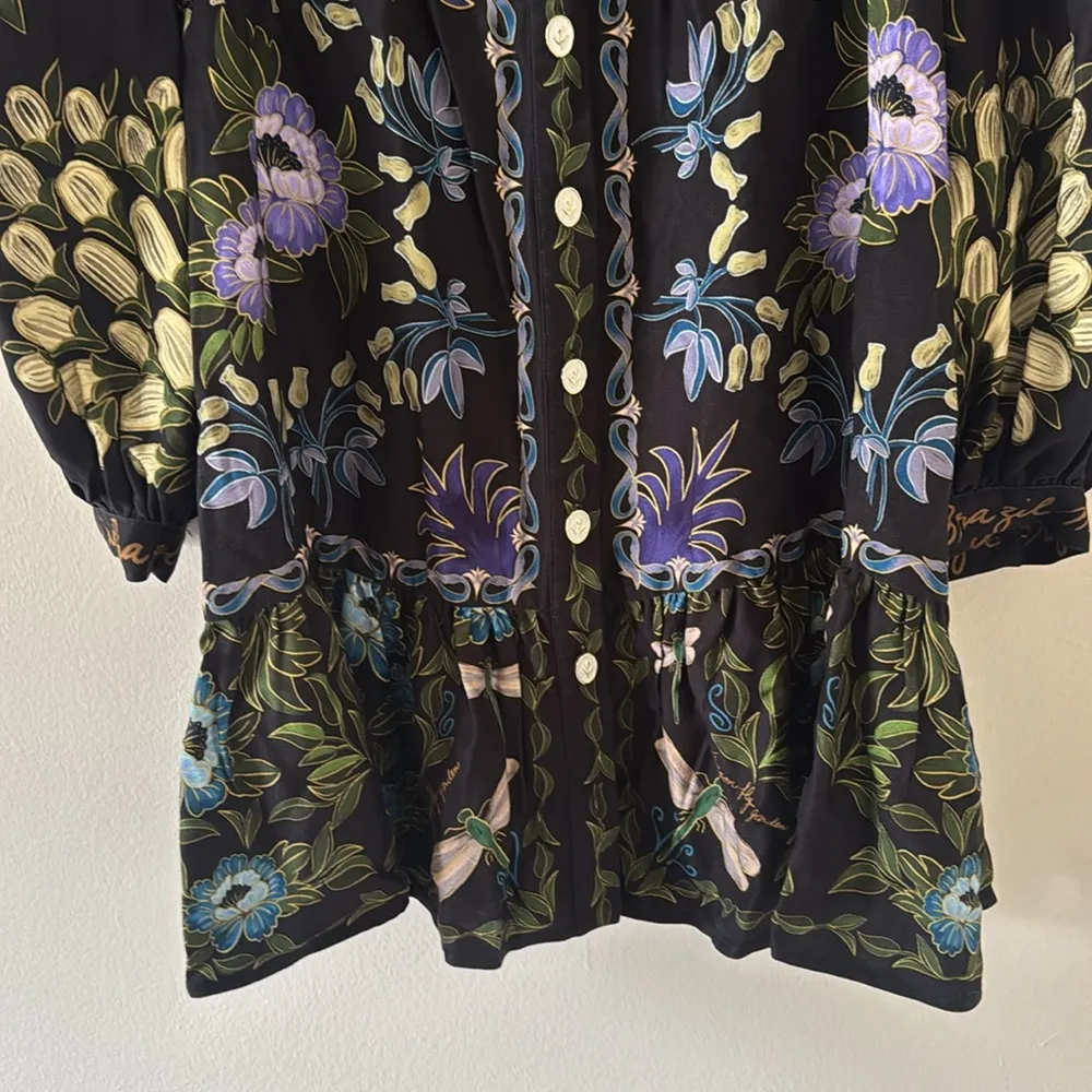 FARM RIO Black Winter Garden Mini Dress Long Sleeves, Size Medium, $248 - Image 7