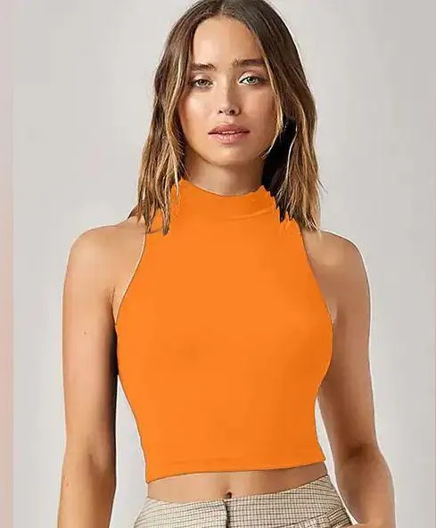 Naked Wardrobe Vibrant Orange Crop Top - Image 2